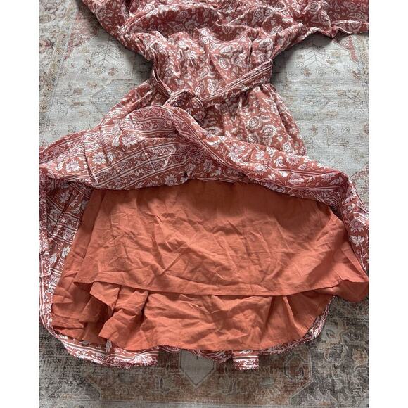 Cleobella Sara Floral Belted Midi Dress Terracotta Lined Womens Size XL - Picture 5 of 8
